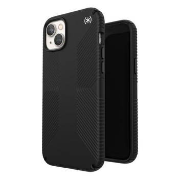 Speck Presidio2 Grip - Csúszásgátló tok iPhone 15 Plus / 14 Plus készülékhez (fekete / fekete / fehér)