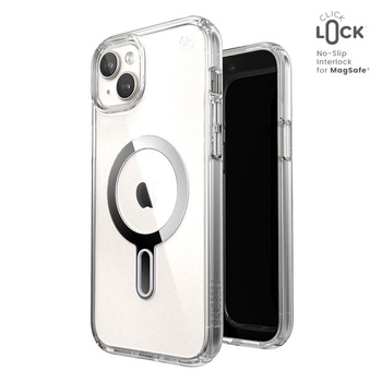 Speck Presidio Perfect-Clear ClickLock & Magsafe - tok iPhone 15 Plus / iPhone 14 Plus (átlátszó / krómozott kivitel / derűs ezüst)