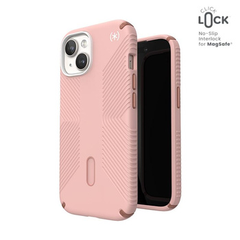 Speck Presidio2 Grip ClickLock & MagSafe - pouzdro pro iPhone 16e / iPhone 15 / iPhone 14 / iPhone 13 (Dahlia Pink / Rose Copper)