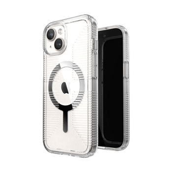 Speck Gemshell Grip + MagSafe - Coque pour iPhone 16e / iPhone 15 / iPhone 14 / iPhone 13 (Transparent / Finition Chrome)