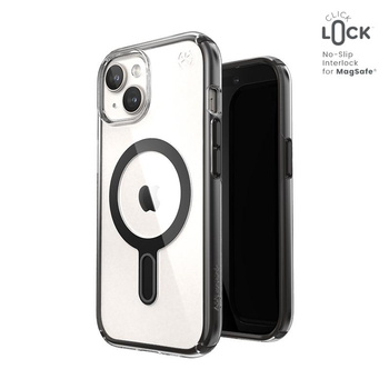 Speck Presidio Perfect-Clear ClickLock & MagSafe - pouzdro iPhone 16e / iPhone 15 / iPhone 14 / iPhone 13 (čiré / matně černé / břidlicově šedé)